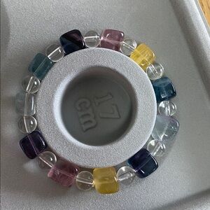 2 Multicolor Fluorite Bead Stretch Bracelet - free form Women Jewelry